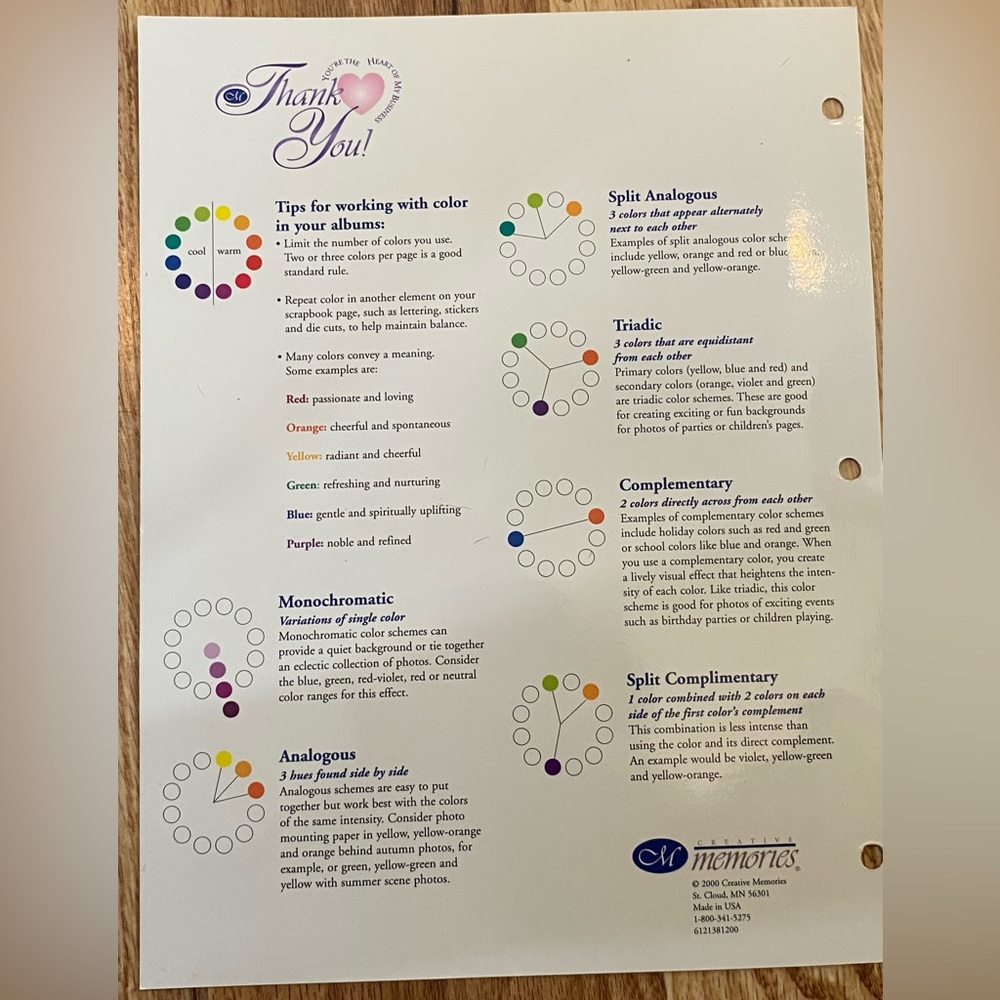 Color Wheel Chart Creative Memories Used - Picture 2 of 3